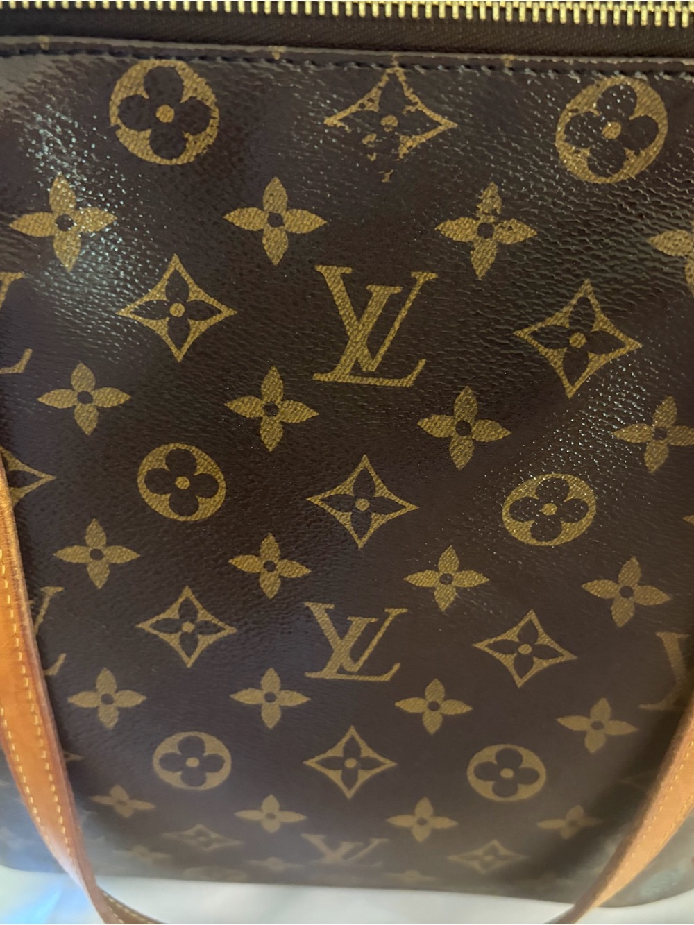 Louis Vuitton Monogram Canvas Brown Tote with Tan Leather Straps - Picture 2 of 10